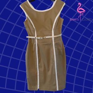 London Times, Size 6P, Tan w/ White Dress